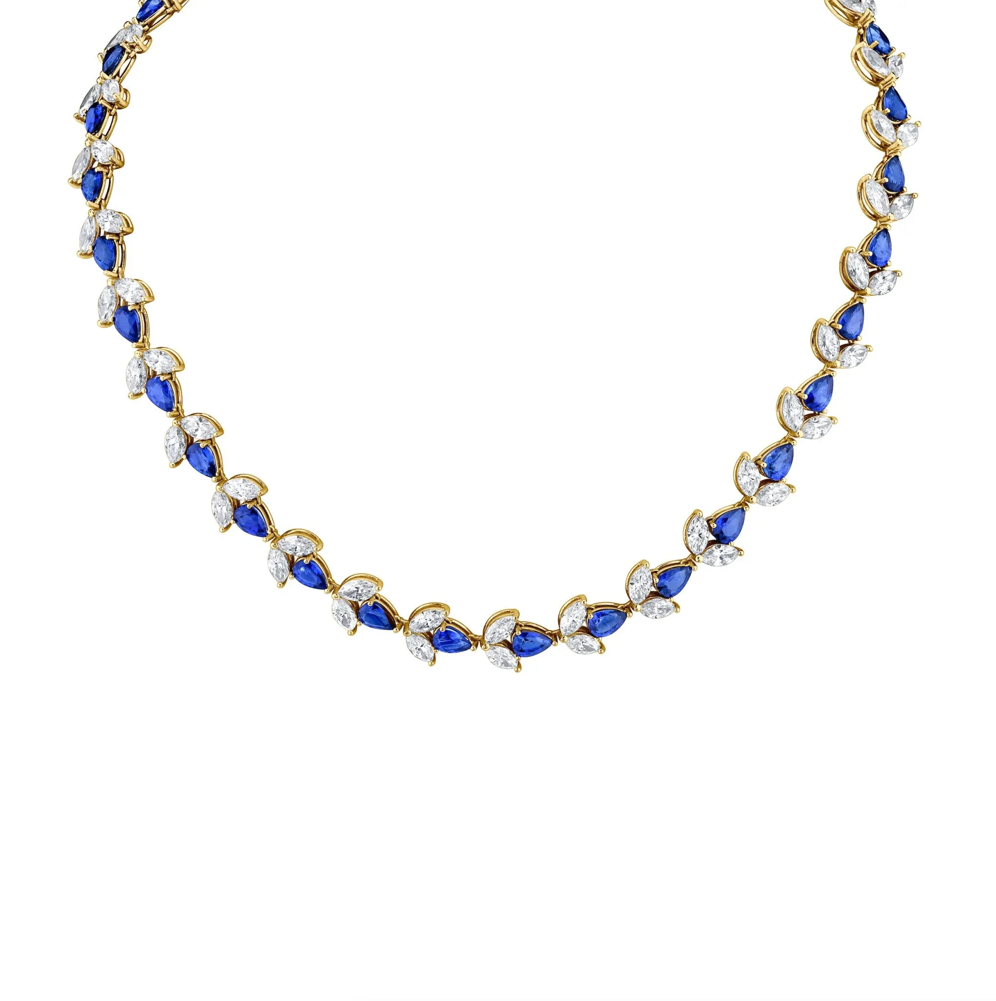 43.69 Carat Sapphire Diamond Deco Necklace