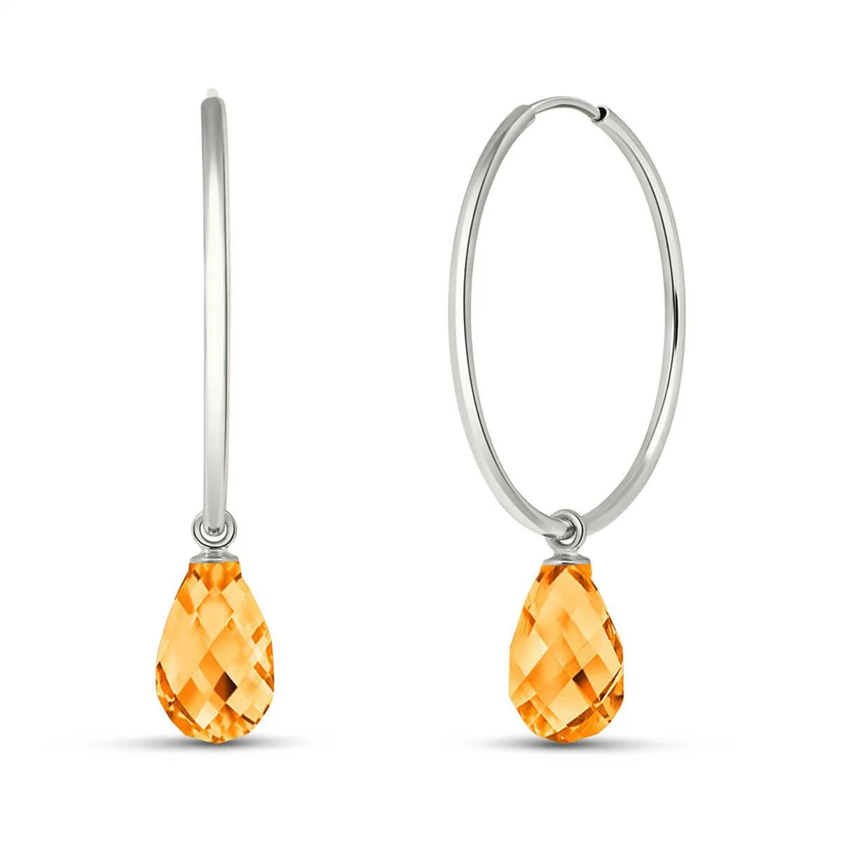 4.5 Carat 14K Solid White Gold Lingering Echo Citrine Earrings