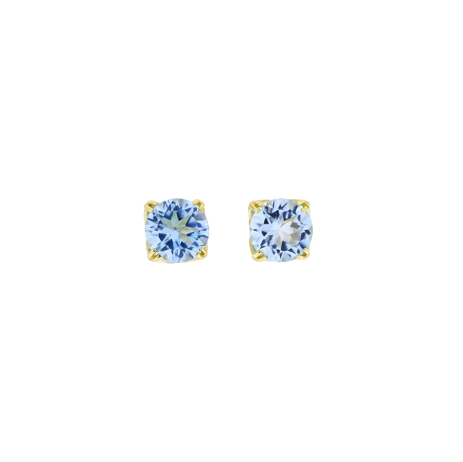 9 Carat Gold Blue Topaz Solitaire Earrings