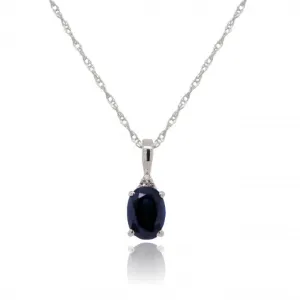 9ct White Gold Earth Grown Diamond & Sapphire Pendant Necklace