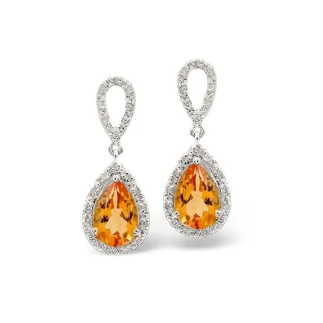 Acotis Diamonds 9K White Gold 0.21ct Diamond 0.21ct Golden Citrine Earrings F2023