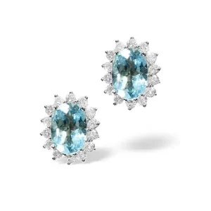 Acotis Diamonds 9K White Gold 0.42ct Diamond Blue Topaz Earrings F2211