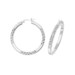 Acotis Silver Hoop Earrings Dia Cut G5738