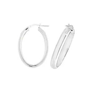 Acotis Silver Hoop Earrings Oval Plain G51117-V4