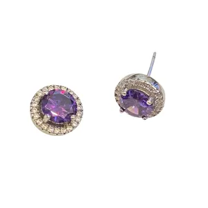 Adriene Birthstone Sparkle SILVER Studs