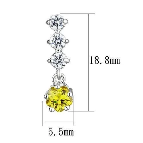 Alamode Rhodium Brass Earrings with AAA Grade CZ in Topaz