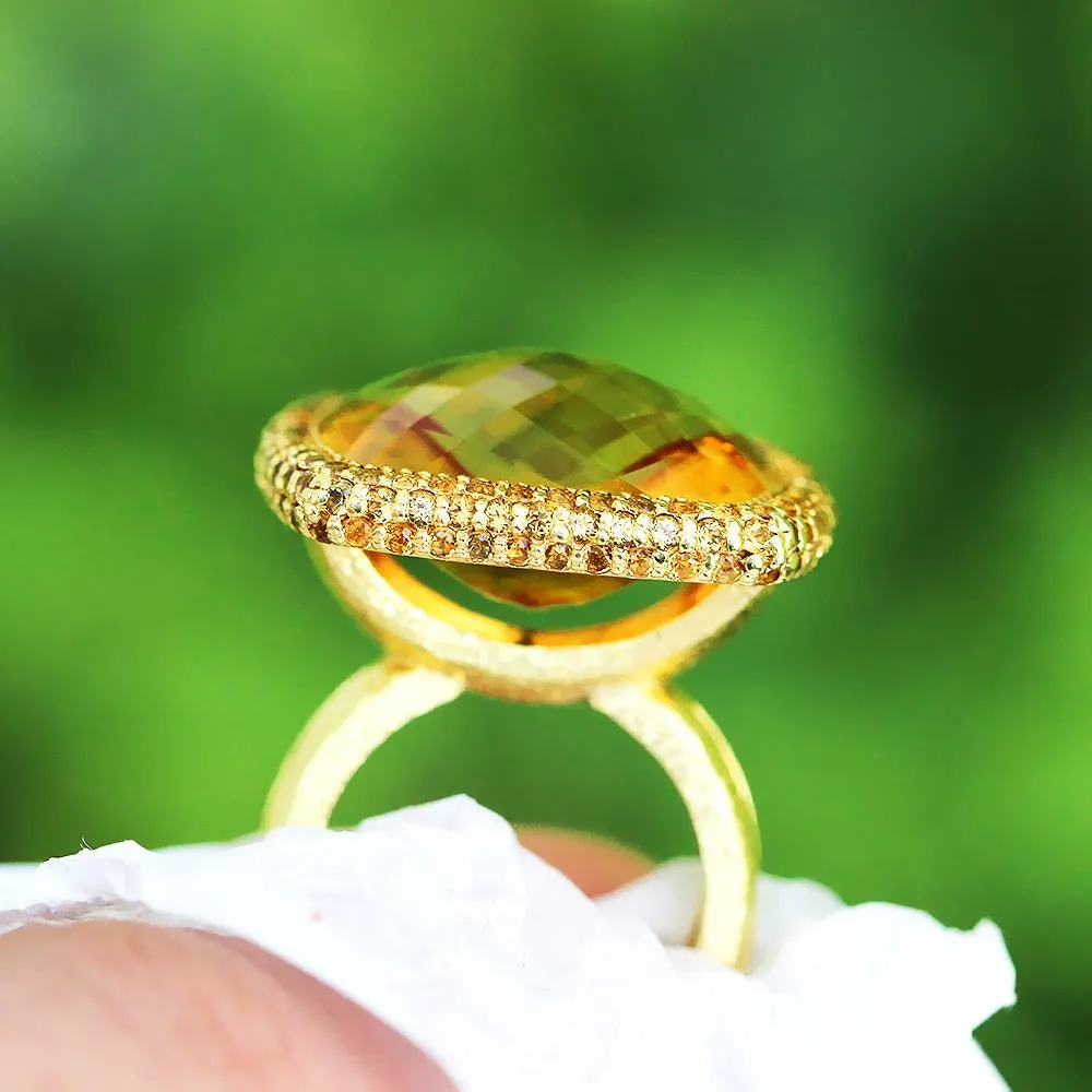 Alex Soldier Honey Citrine Textured Royal Ring 18K