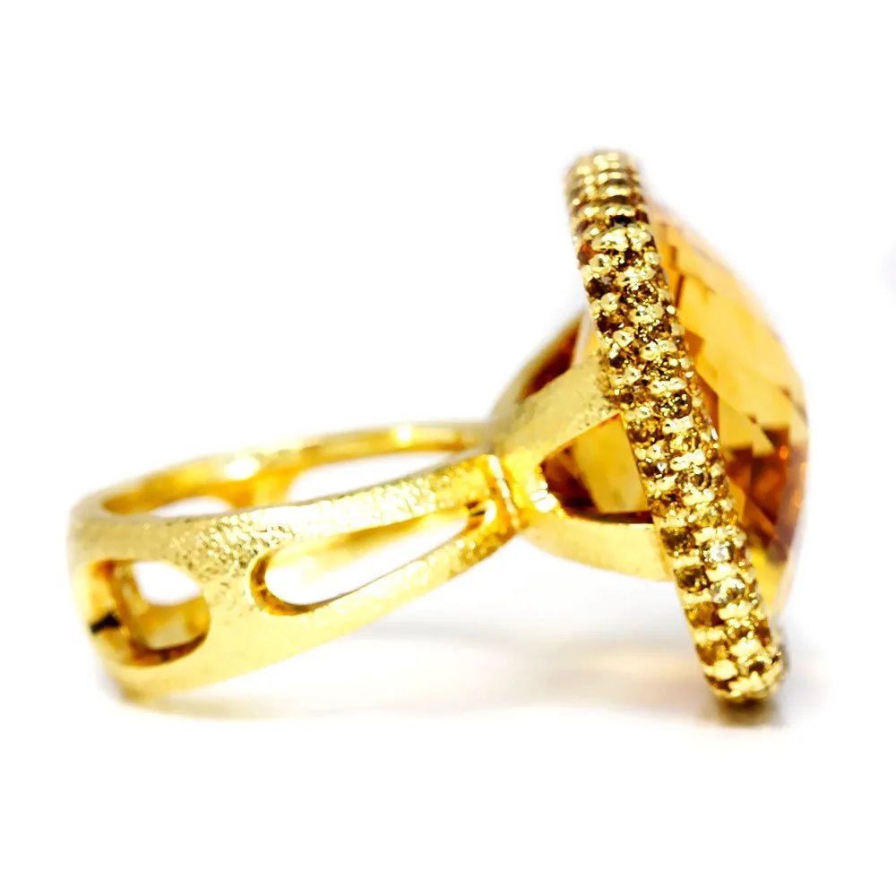 Alex Soldier Honey Citrine Textured Royal Ring 18K