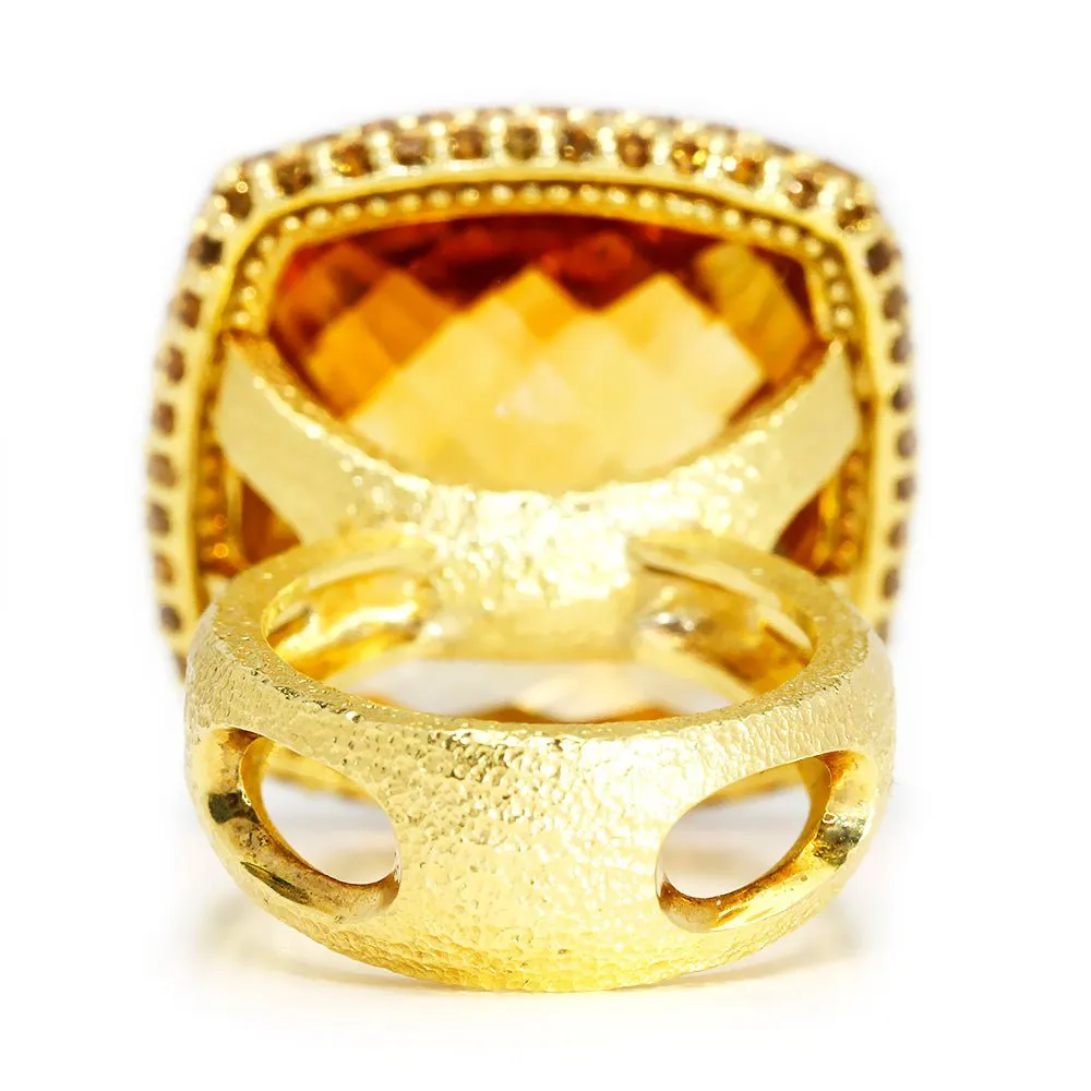 Alex Soldier Honey Citrine Textured Royal Ring 18K