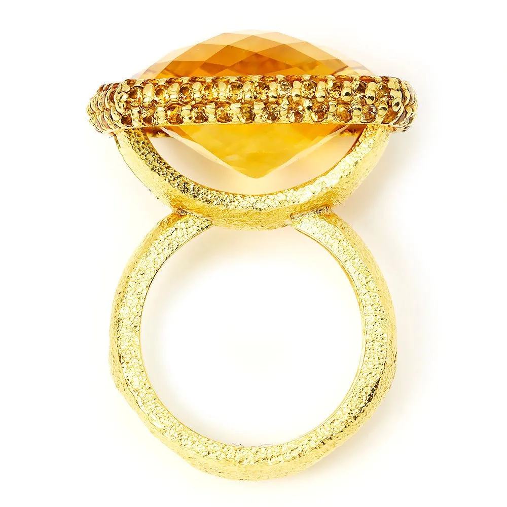 Alex Soldier Honey Citrine Textured Royal Ring 18K