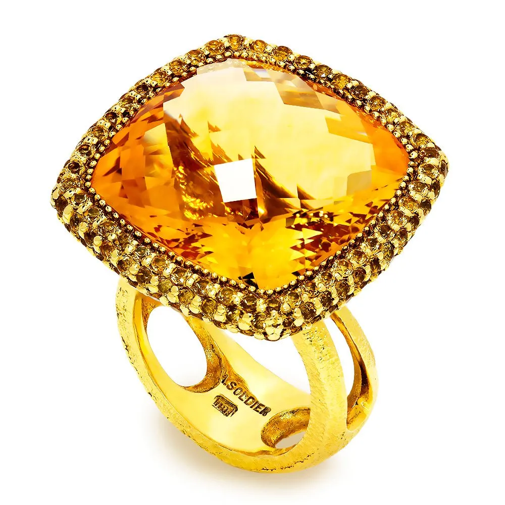 Alex Soldier Honey Citrine Textured Royal Ring 18K