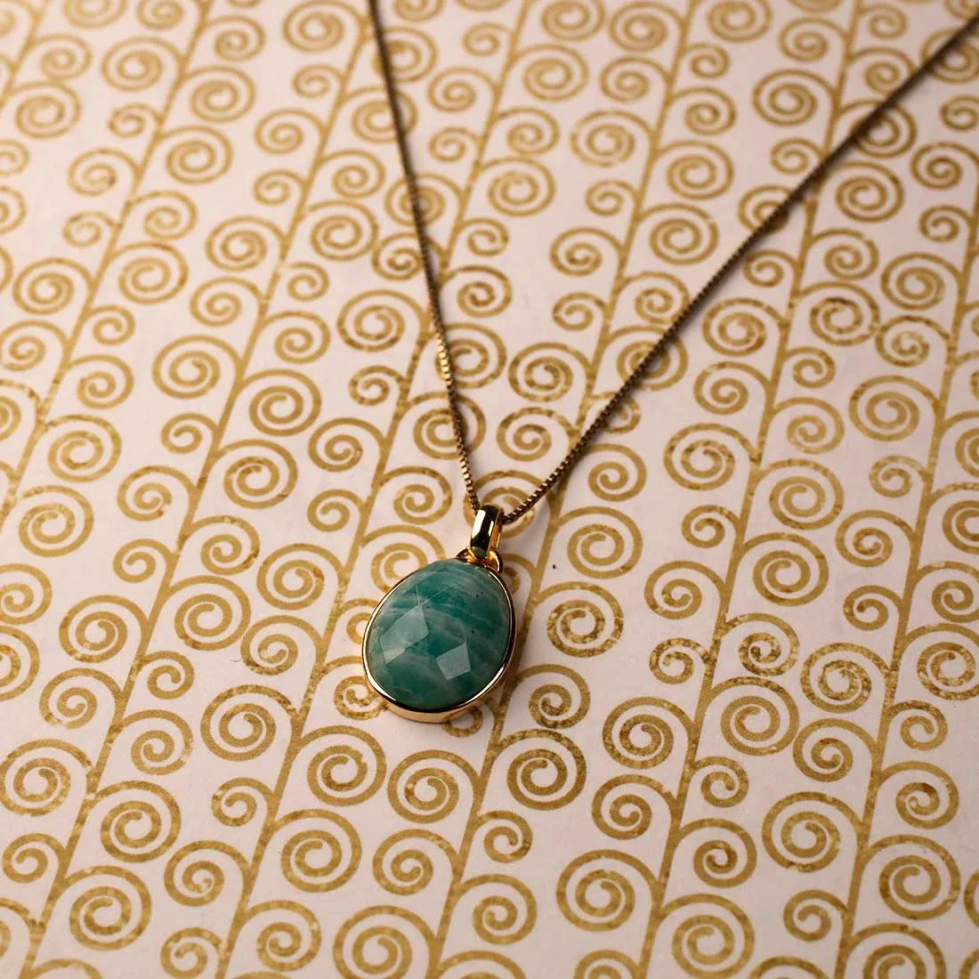 Amazonite Pendant in Yellow Gold Vermeil