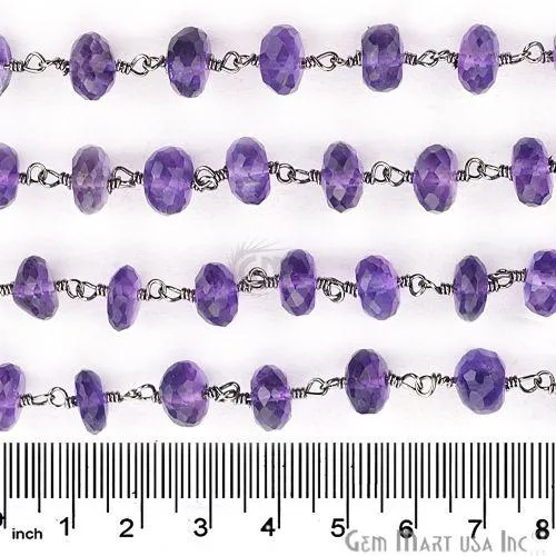 Amethyst Oxidized Wire Wrapped link Stone Beads Rosary Chain