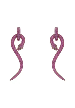 Anaconda Snake Drop Earrings Rosegold Ruby