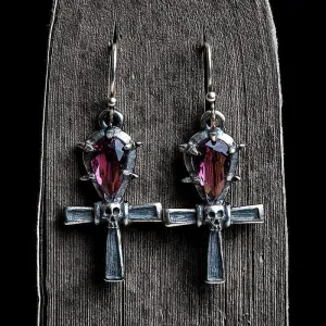 Ankh Sterling Silver Skull Earrings