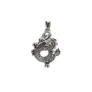 Antique Finish Dragon Pendant (Silver)