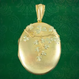 Antique Victorian 18ct Gold Shamrock Locket