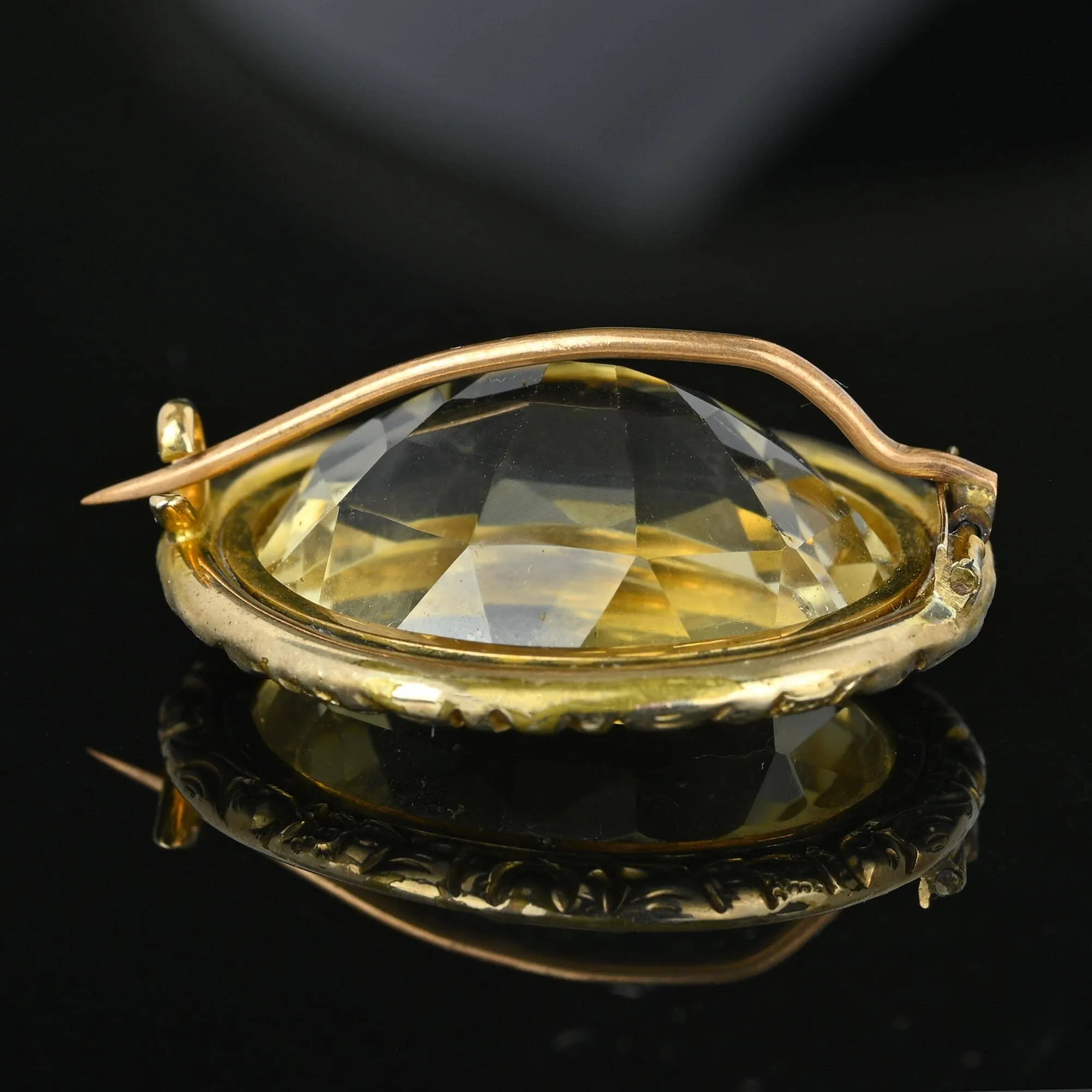 Antique Victorian 38 Carat Natural Citrine Brooch