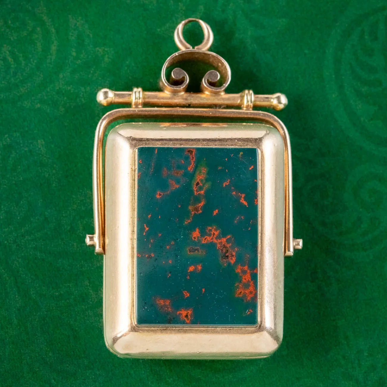 Antique Victorian Bloodstone Swivel Fob Locket 15ct Gold