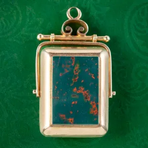 Antique Victorian Bloodstone Swivel Fob Locket 15ct Gold