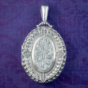 Antique Victorian Sterling Silver Locket Dated 1883