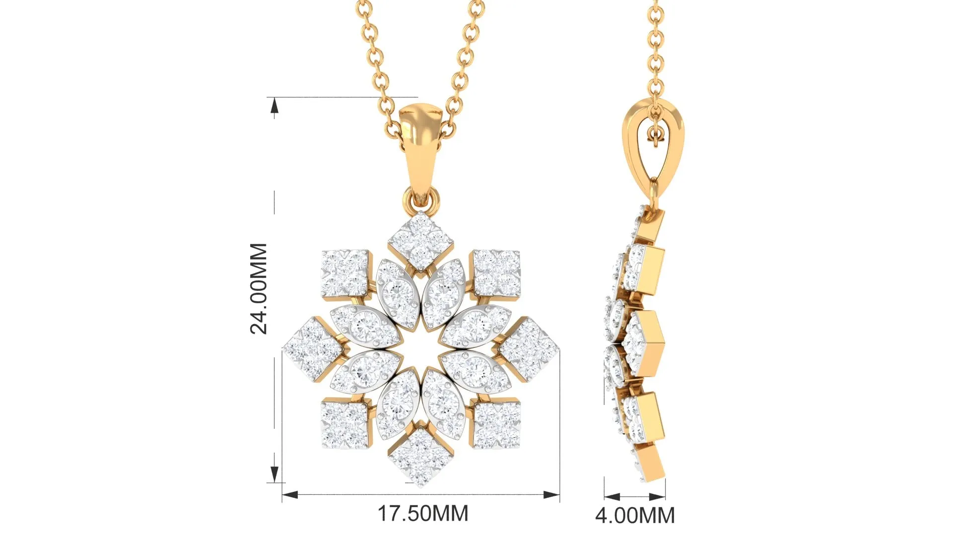 Art Deco Moissanite Floral Pendant in Illusion Setting