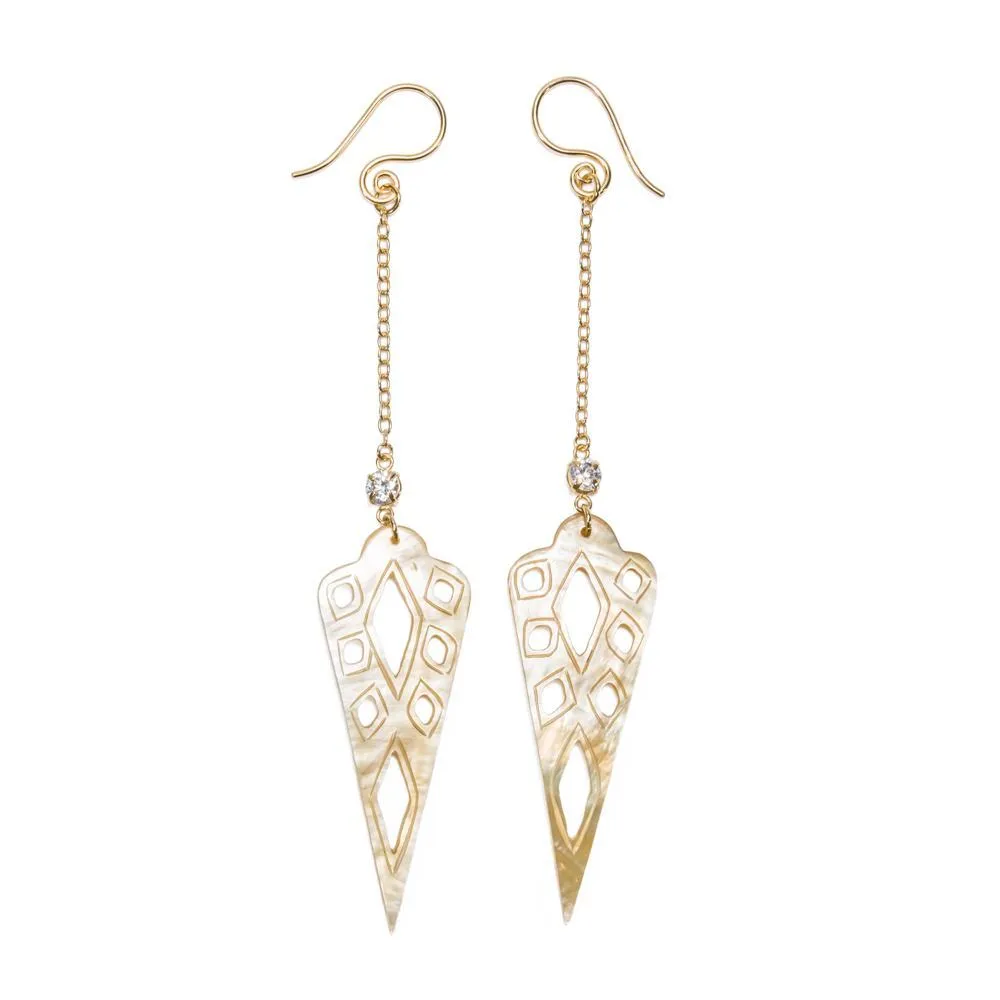 Aztecan Dagger Mother of Pearl Earrings — Price Per 2