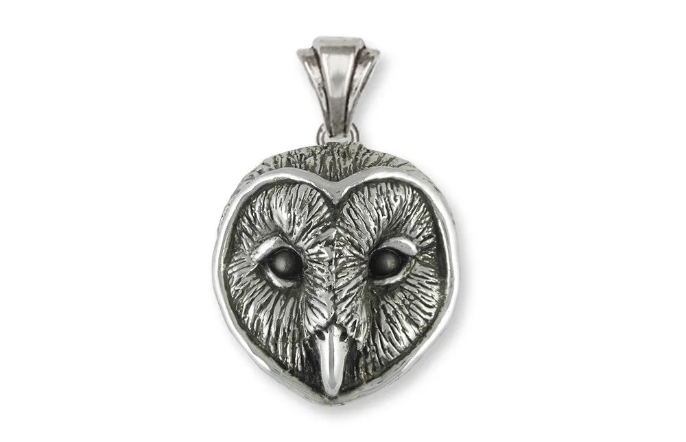 Barn Owl Pendant Jewelry Sterling Silver Handmade Bird Pendant OW2-P