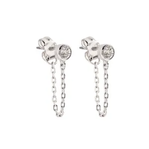 Bezel Chain Huggie Earrings