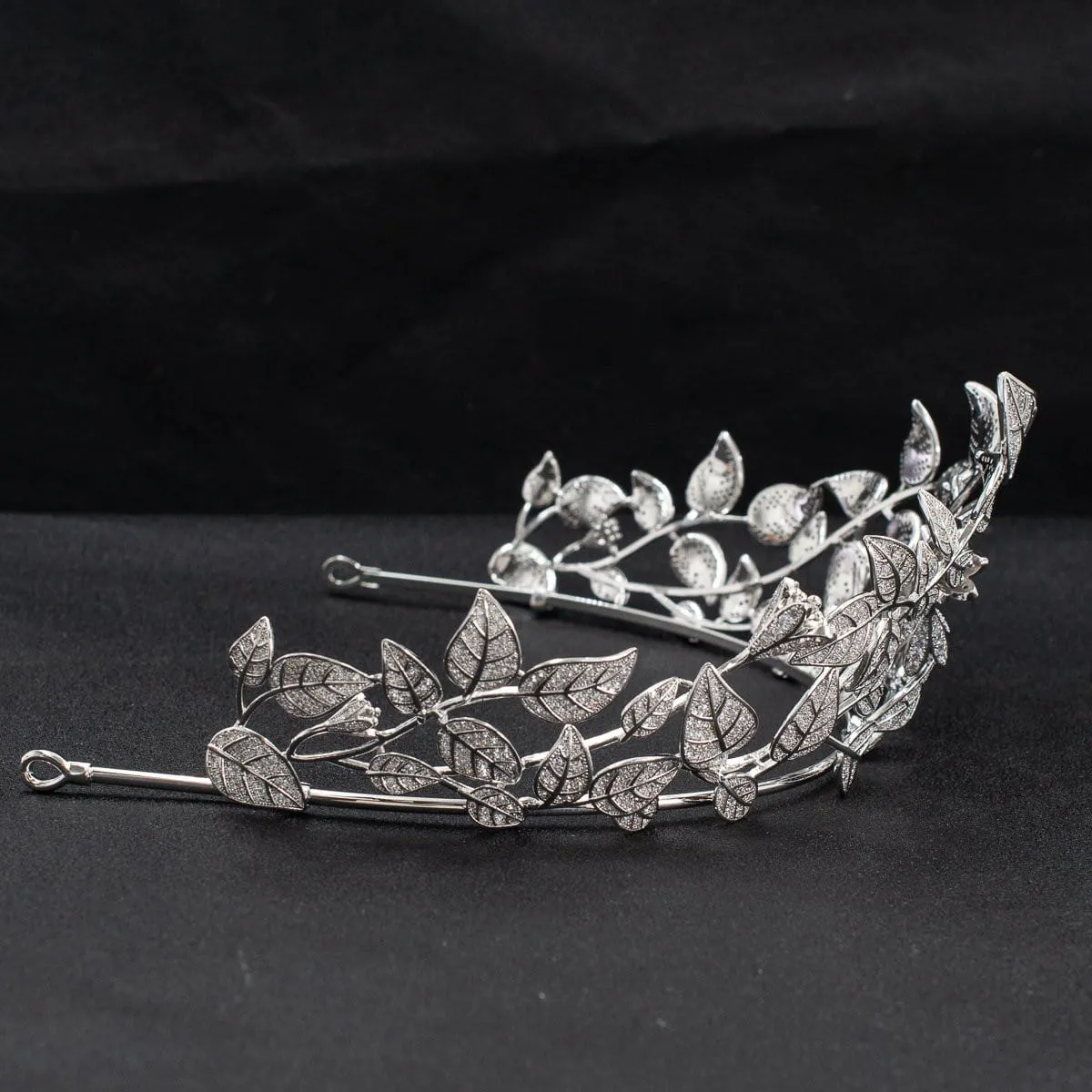 Big Cubic Zircon Leaves Tiara for Wedding, Bridal Royal Diadem Head Jewelry CH10331