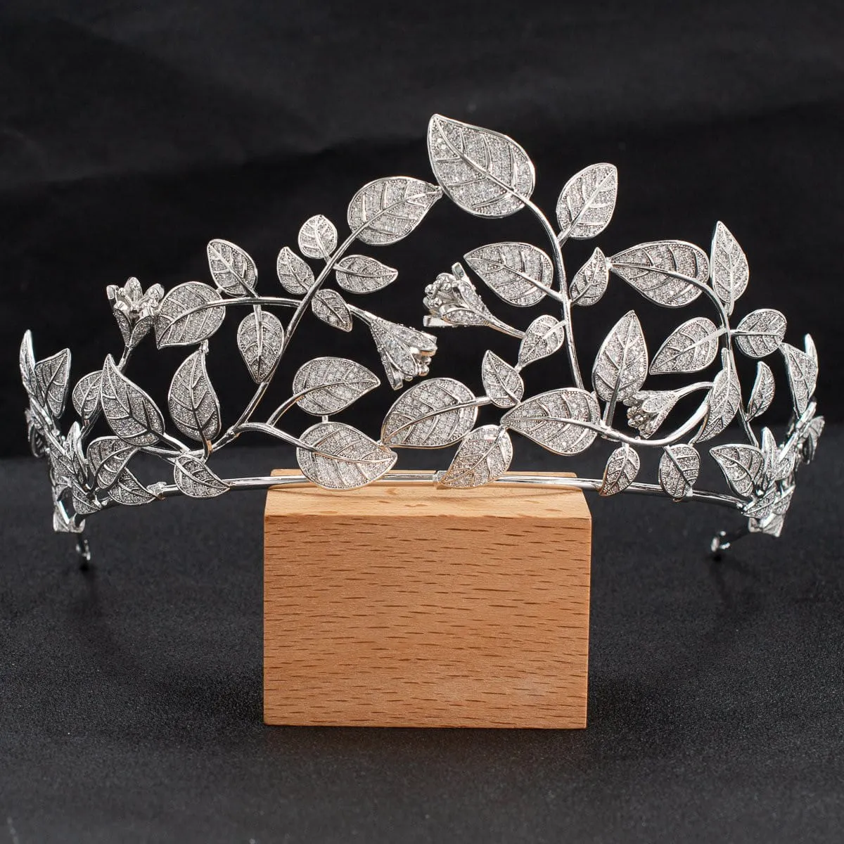 Big Cubic Zircon Leaves Tiara for Wedding, Bridal Royal Diadem Head Jewelry CH10331