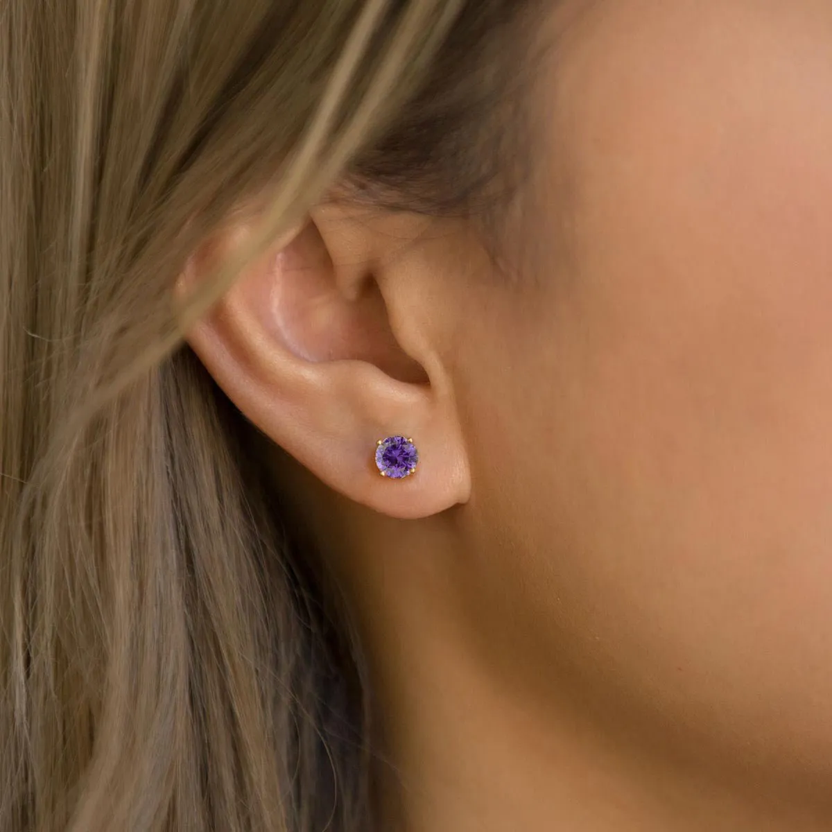 Birthstone Studs Amethyst