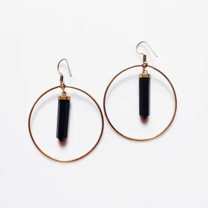 Black Tourmaline Hoop Earrings