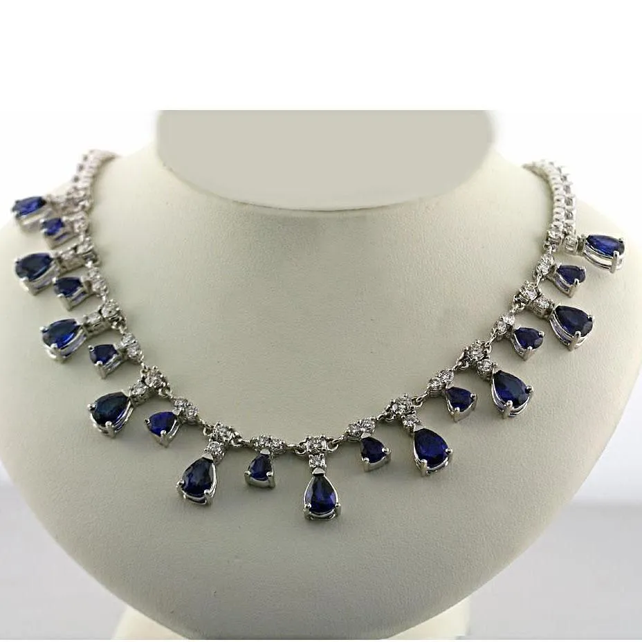 Blue Sapphire and Diamond Necklace