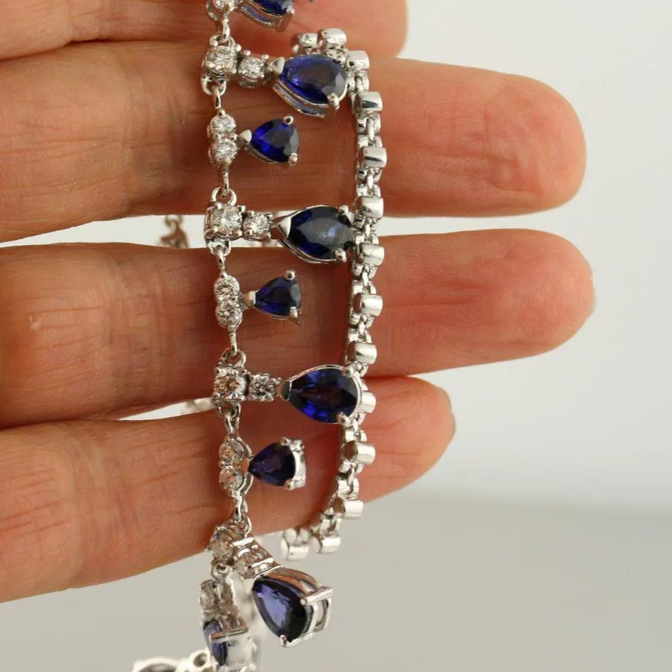 Blue Sapphire and Diamond Necklace