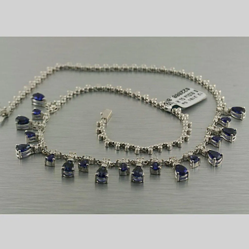 Blue Sapphire and Diamond Necklace