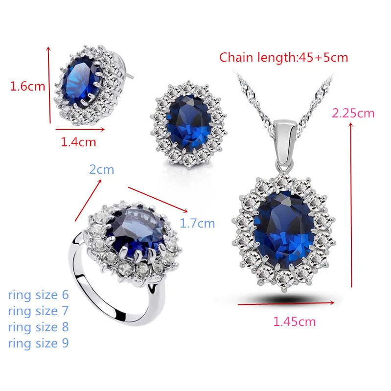 Blue Sapphire Cubic Zirconia Jewelry Set