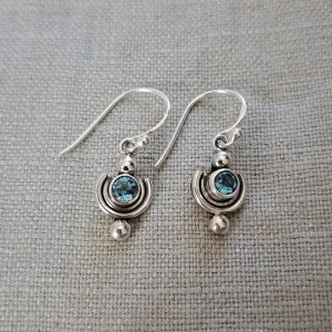 Blue Topaz .925 Sterling Silver Minimalist Earrings from Bali