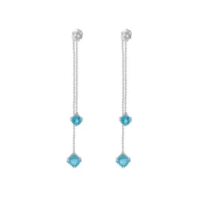 Blue Topaz Front/Back Dangle Earrings in Silver