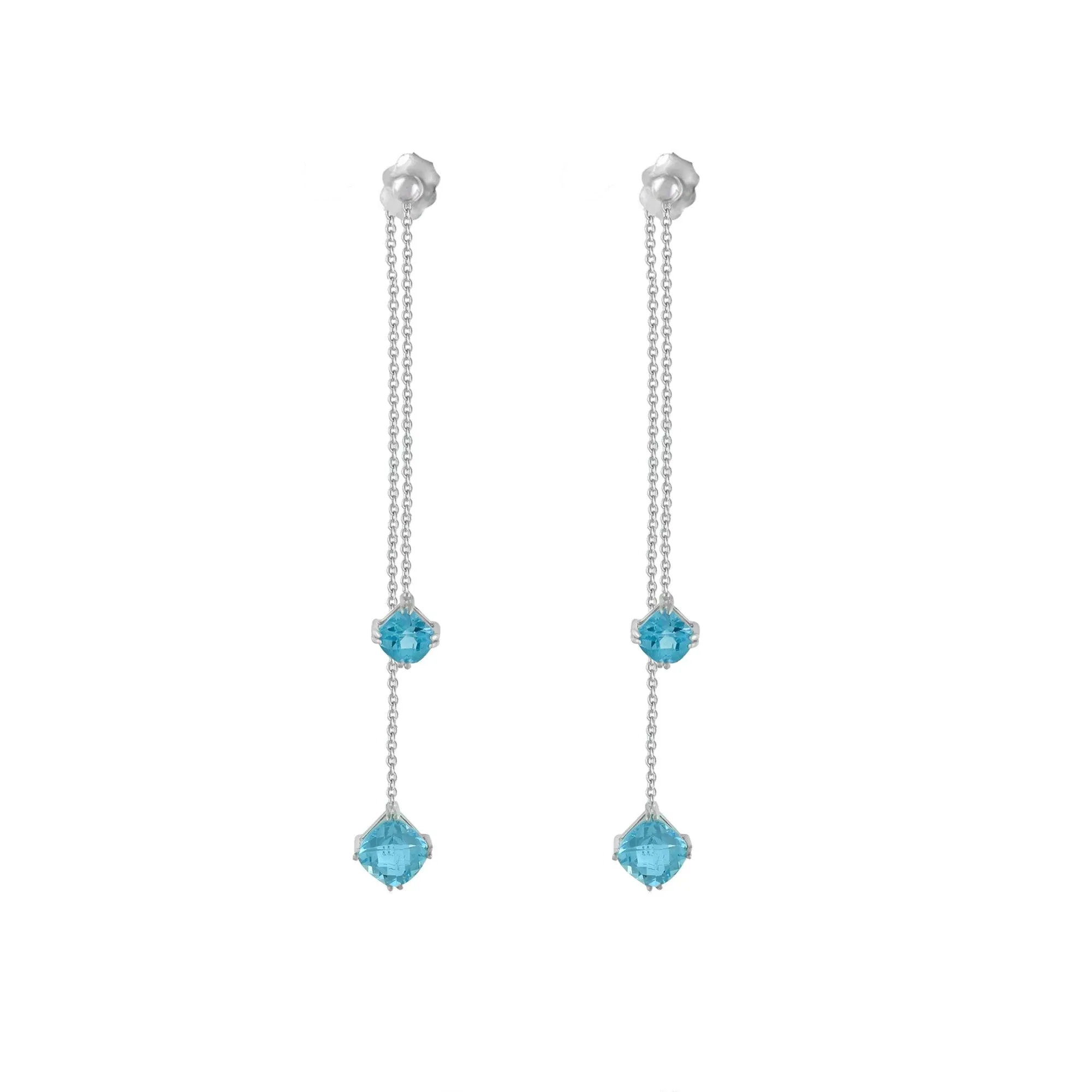 Blue Topaz Front/Back Dangle Earrings in Silver