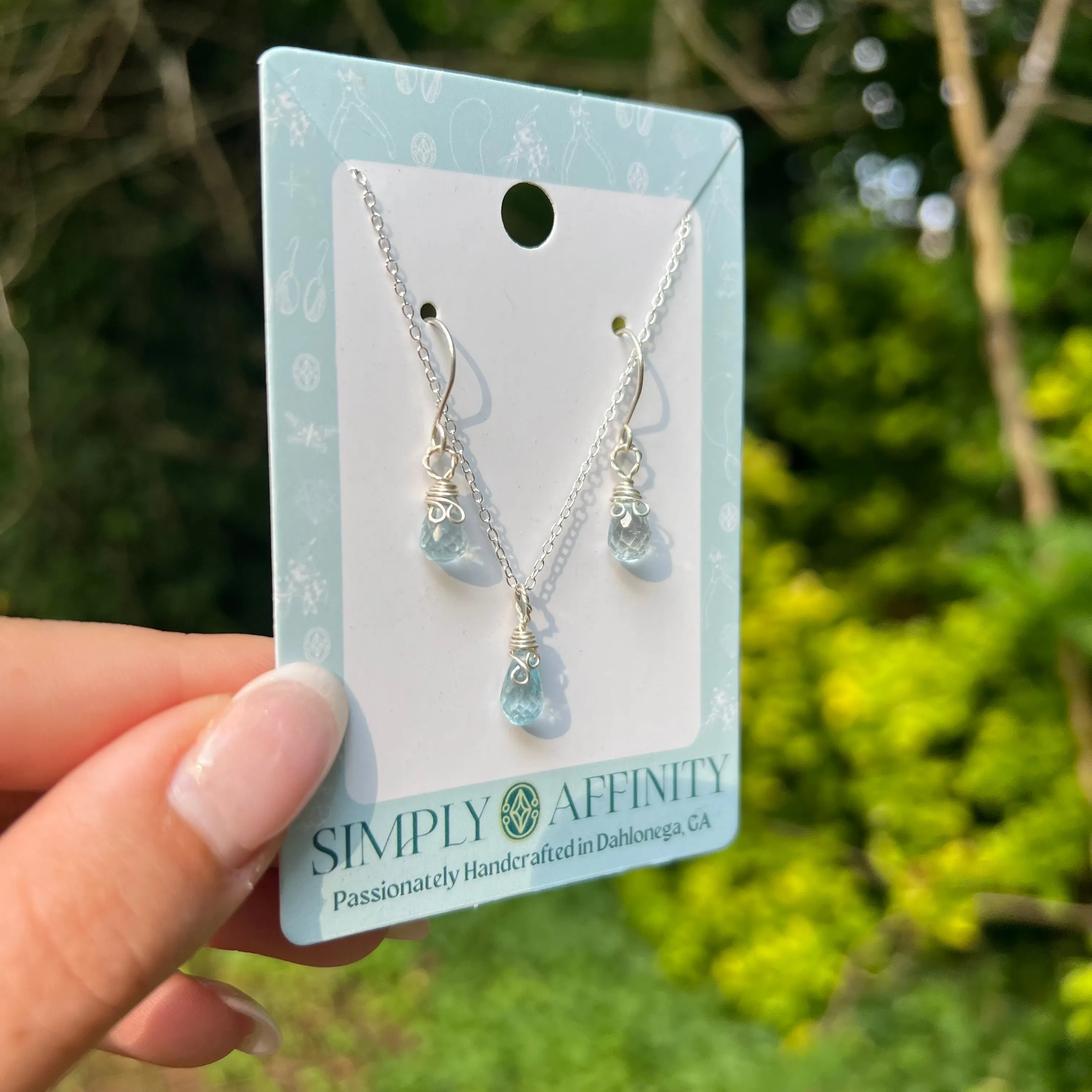 Blue Topaz Necklace & Earring Set in Sterling Silver