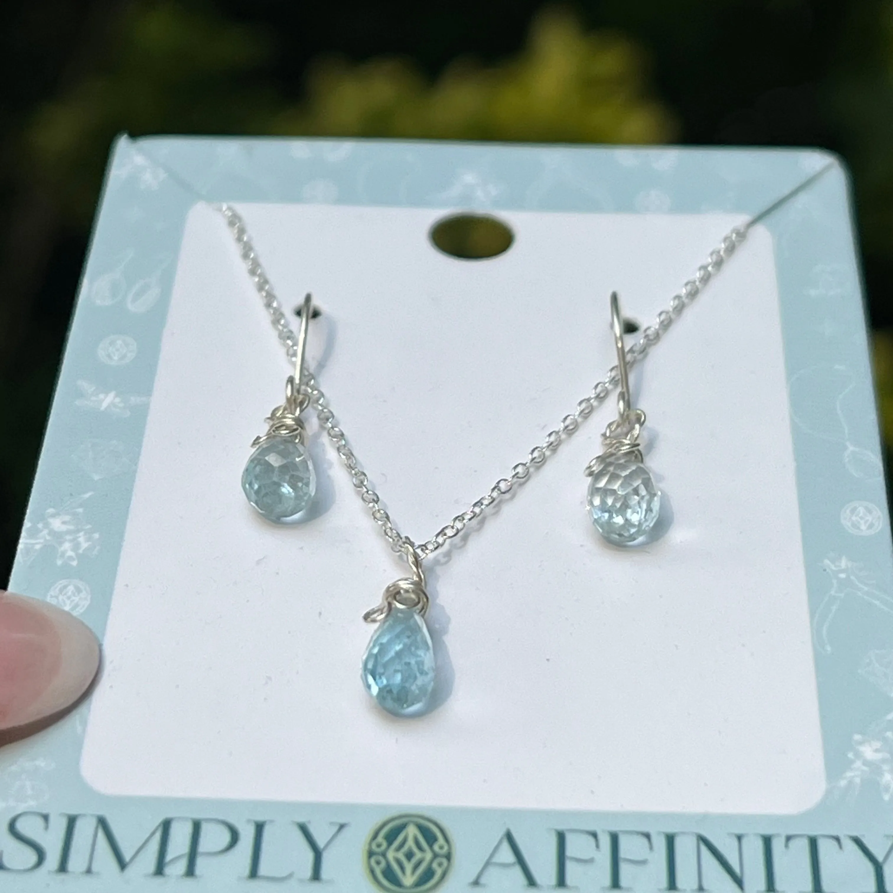 Blue Topaz Necklace & Earring Set in Sterling Silver