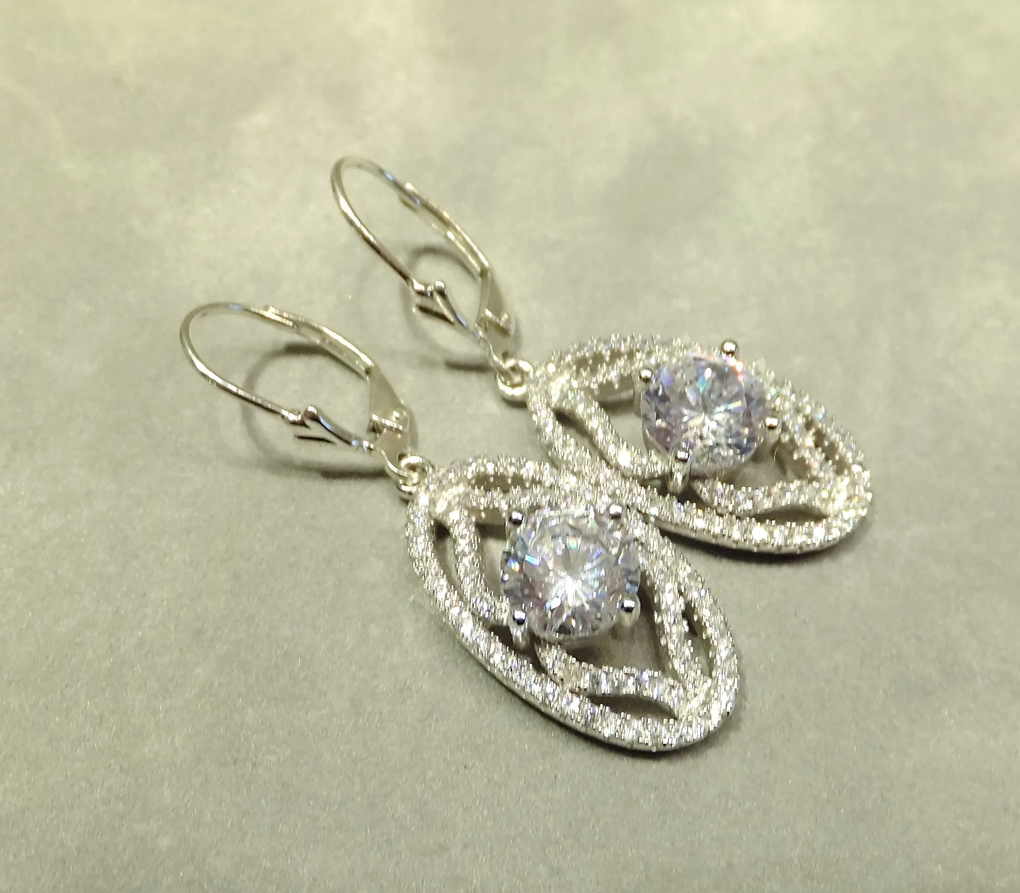 Bridal Austrian Crystal Earrings In Sterling Silver