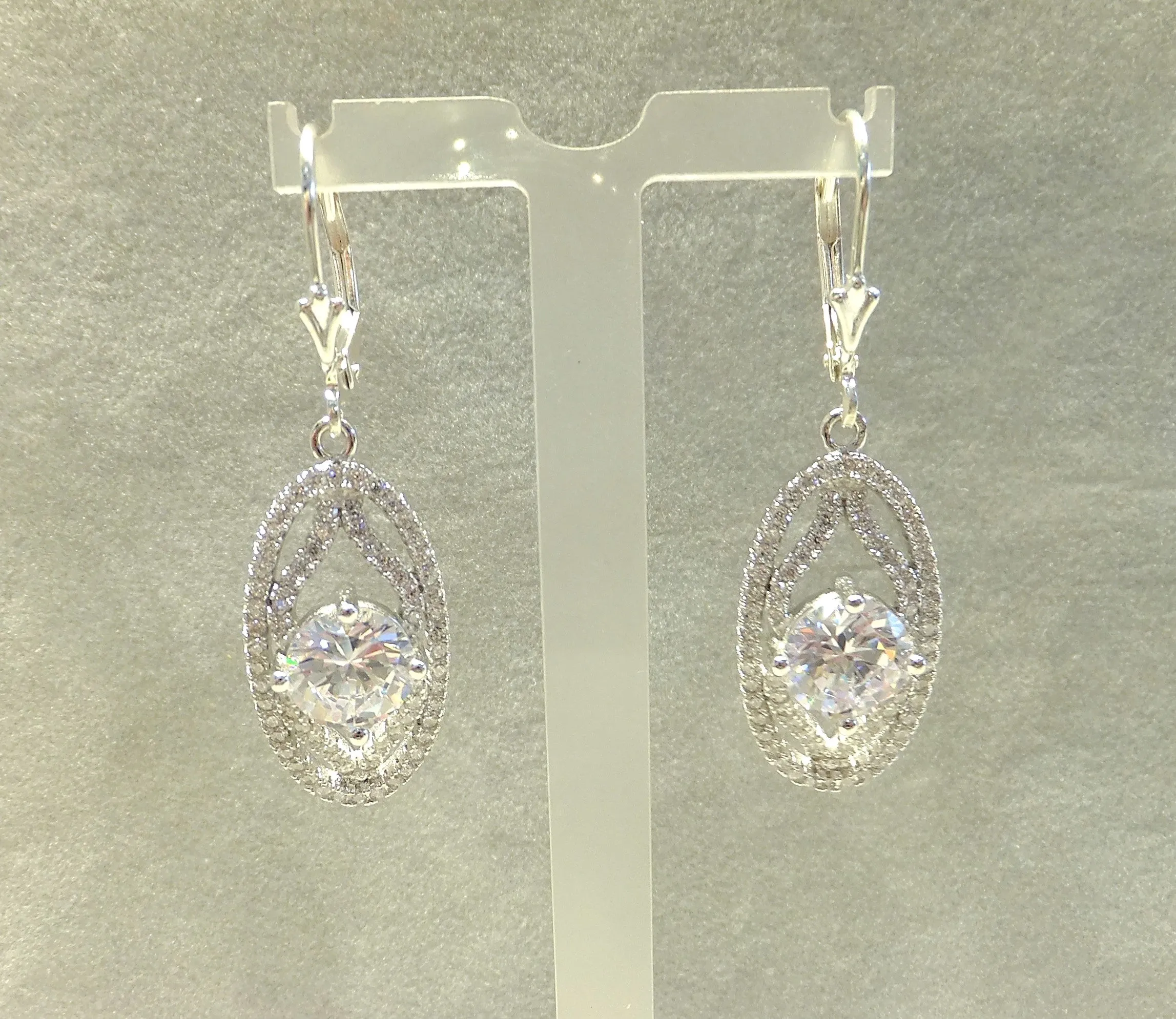 Bridal Austrian Crystal Earrings In Sterling Silver