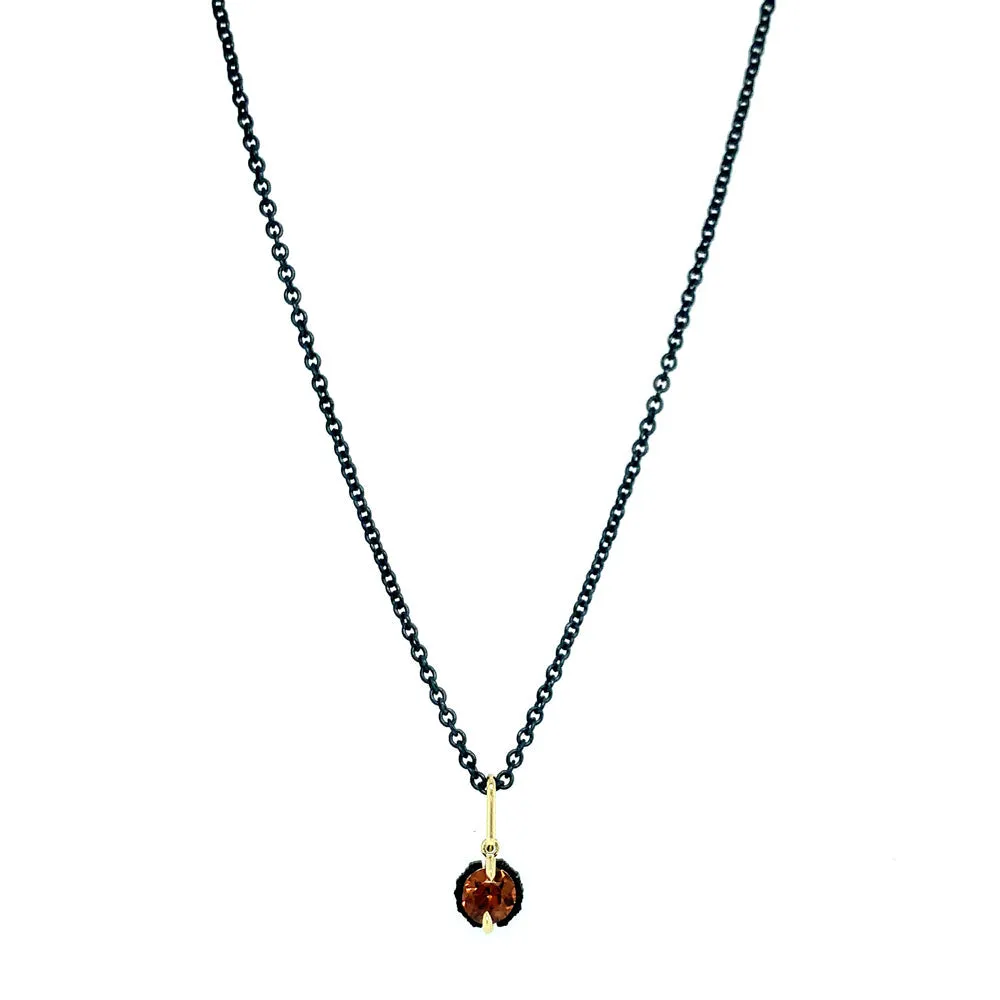 Burnt Ember Montana Sapphire Necklace - "Chroma Prong"