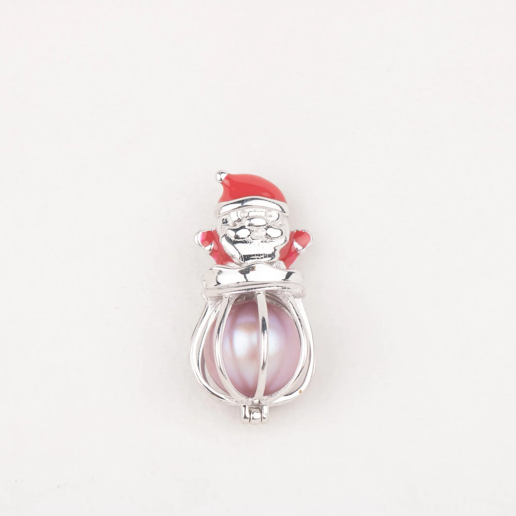 C030069 sterling silver snow man shape Freshwater pearl cage pendant necklace jewelry locket for pearl party