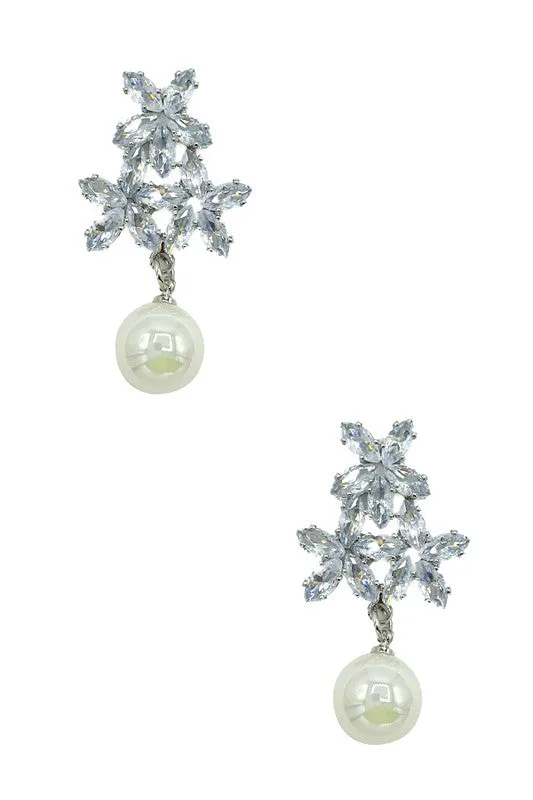 Cassius Crystal Pearl Drop Earrings