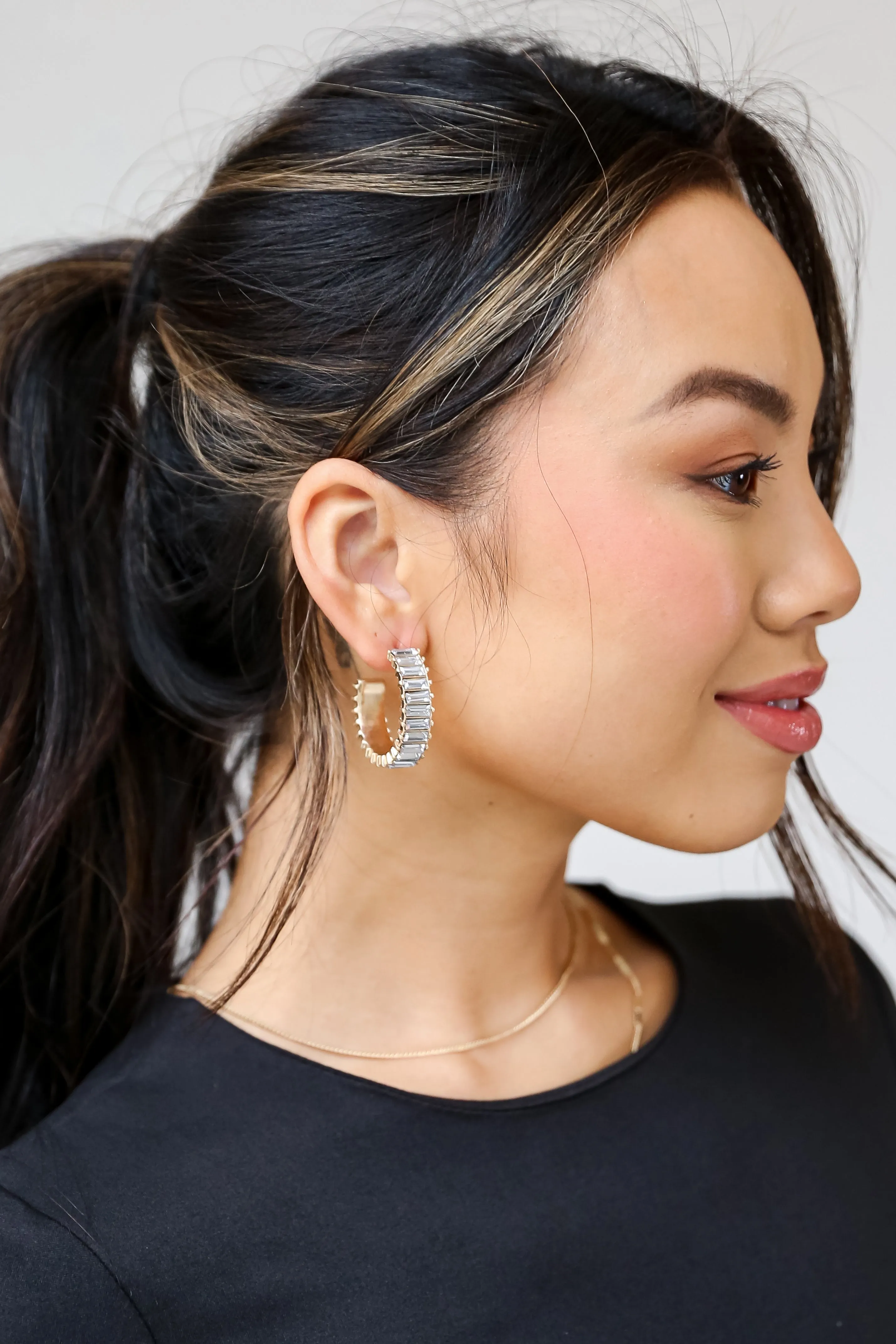 Cecelia Gold Gemstone Hoop Earrings