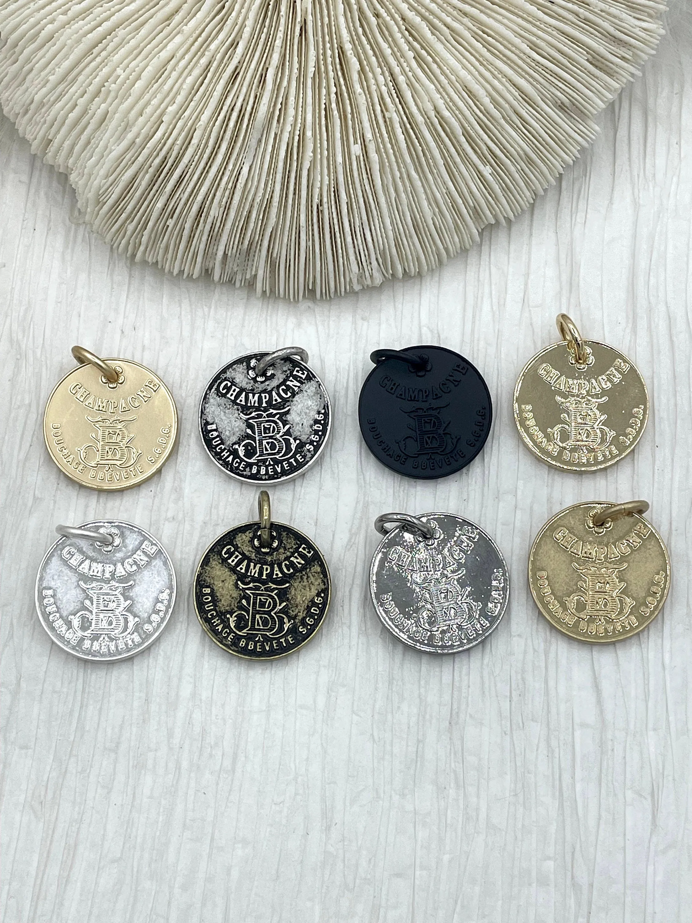 Champagne Coin Pendant, Bley Frères, Champagne Token Reproduction 28mm, French Coin Pendant, Champagne Medallion 8 Finishes. Fast Ship