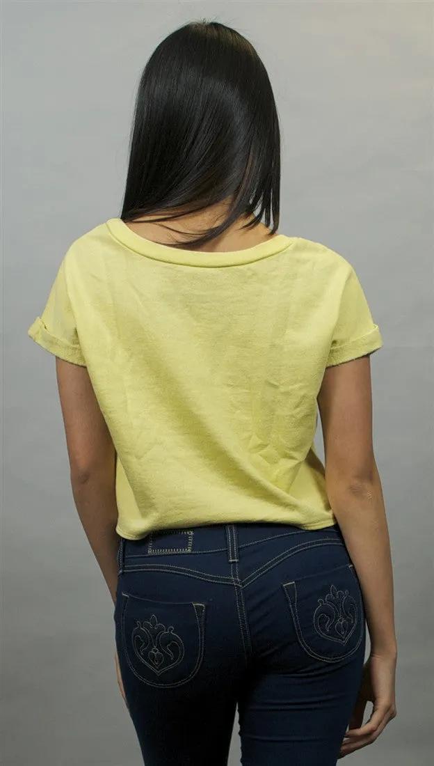 Chaser Boxy Crop Roll Sleeve Pullover Citrine